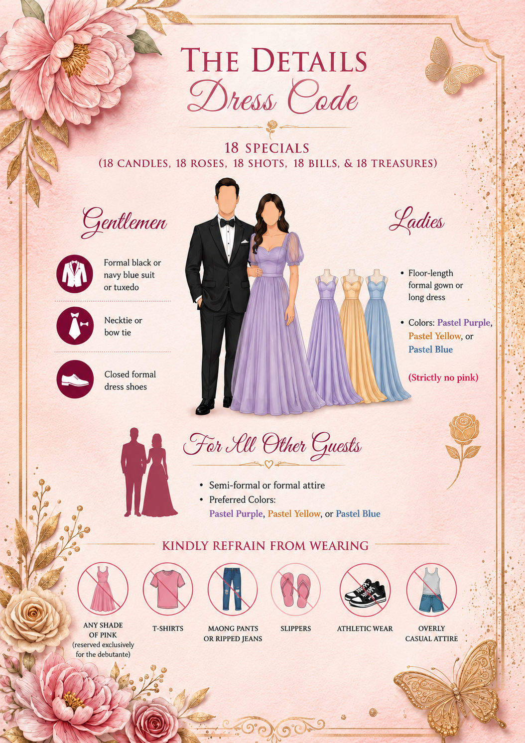 Dress code — Gentlemen & Ladies attire for the 18 Specials, guest attire, and what to avoid